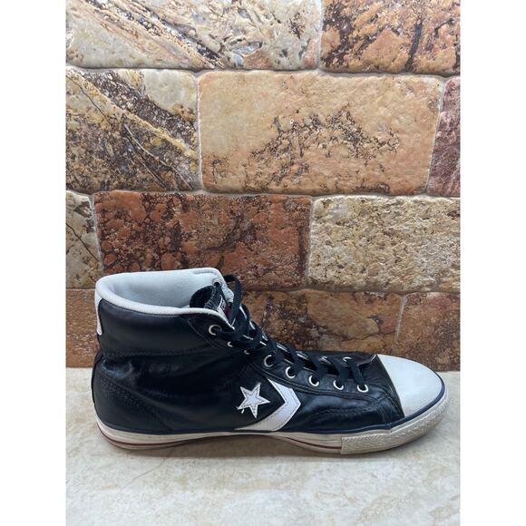 Converse CONS High Top Leather Sneakers Black White Men’s 12 Women’s 14 - Picture 9 of 11